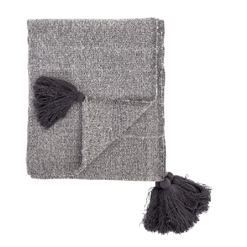 Bloomingville Blanket L170xW130 cm in grey with tassels 