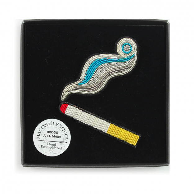 Macon & Lesquoy Cigarette + Smoke Brooch