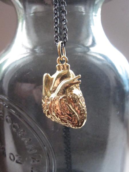 CollardManson Gold Plated Anatomical Heart Necklace 