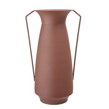 Bloomingville Vase Ø18xH40xW25 cm with metal handles in terracotta colour