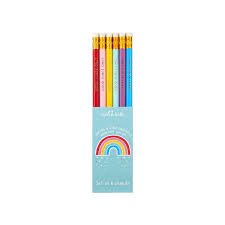 Sass & Belle  Set of 6 Good Vibes Only Rainbow Pencils 