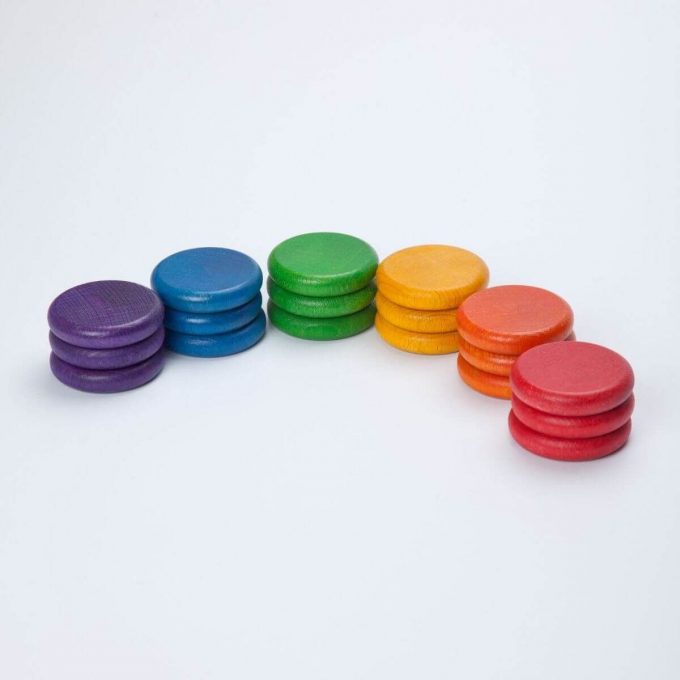 Grapat 18 Pieces Wooden Coins Toys