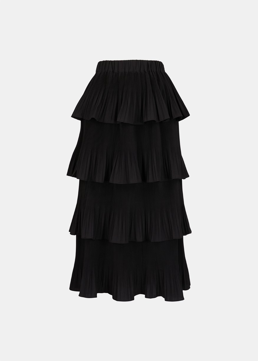 Essentiel Black Tiered Midi Skirt