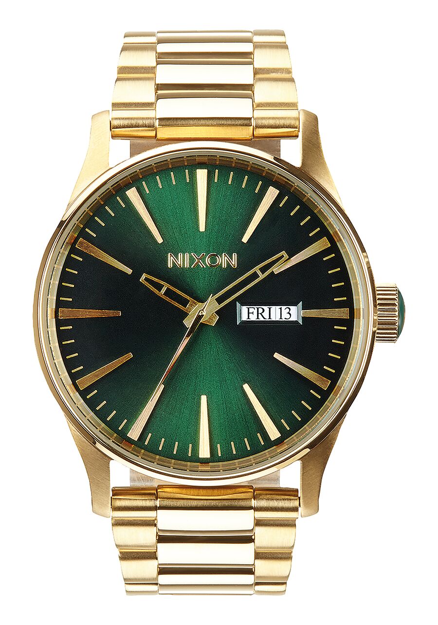 Nixon Gold and Green Sunray Sentry Watch