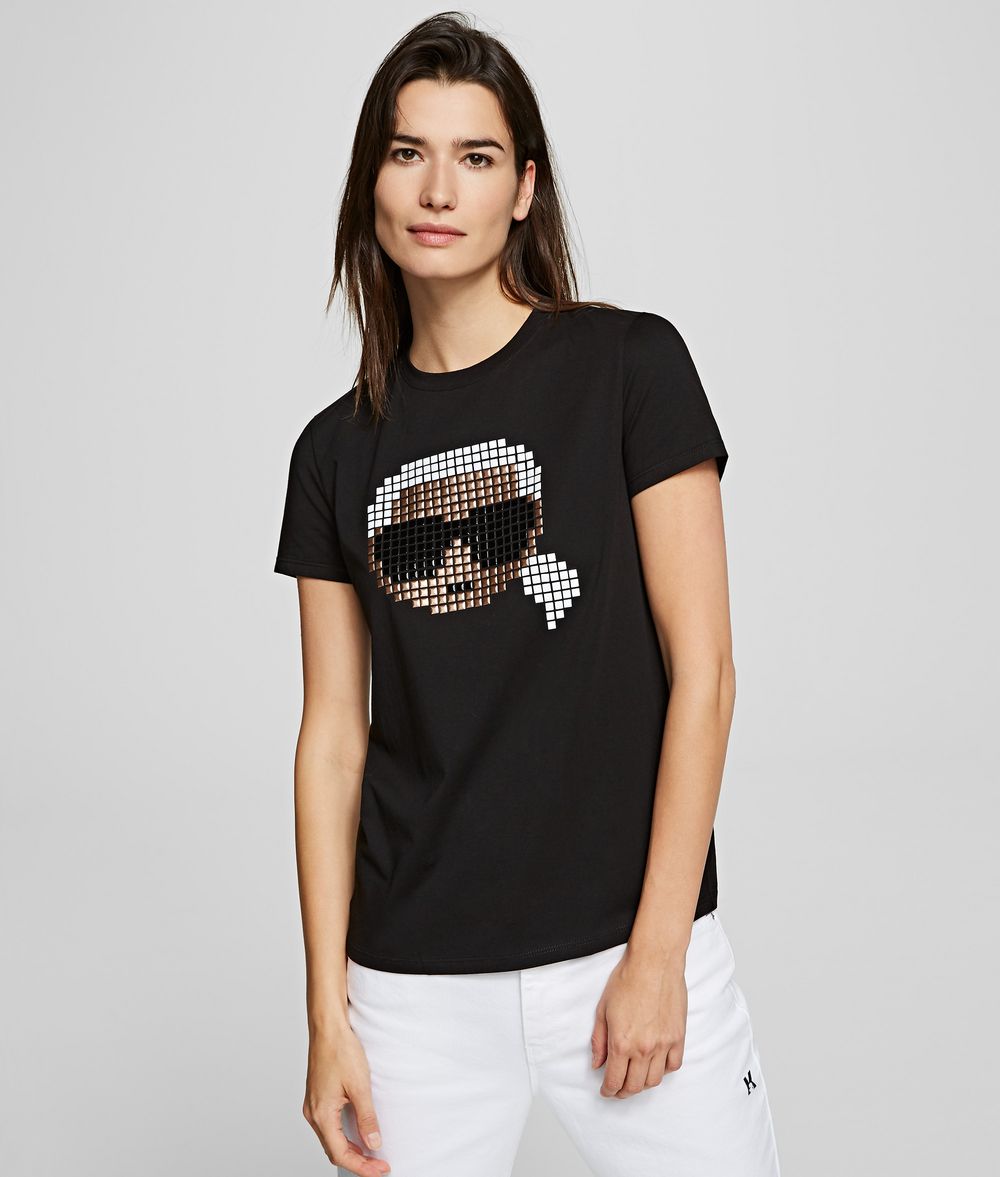 KARL LAGERFELD Black Pixel Design T Shirt