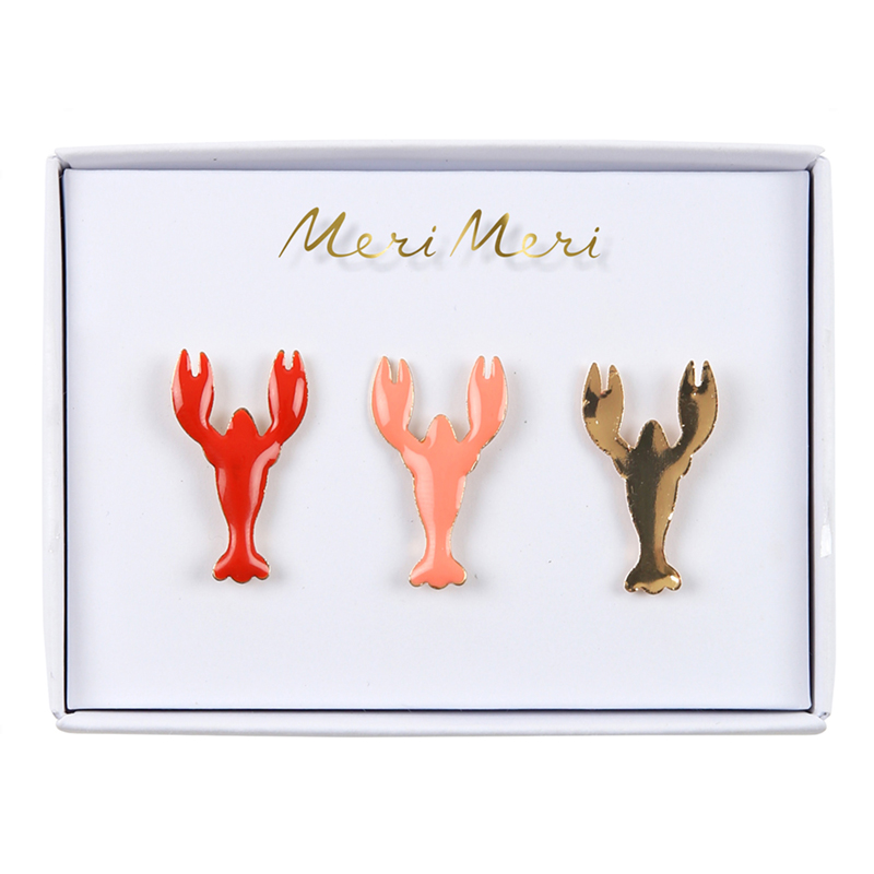 Meri Meri Set of 3 Lobster Enameled Pins