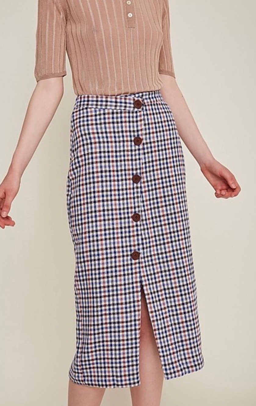 Rita Row Catta Skirt 1539-FA/Navy Checkered