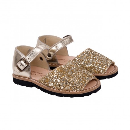 Minorquines Gold Glitter Frailera Sandal