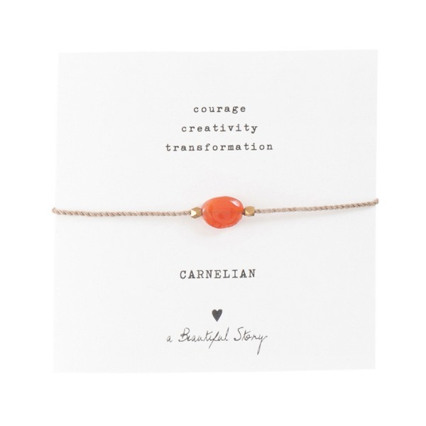 A Beautiful Story Carnelian & Gold Gemstone Card Bracelet 