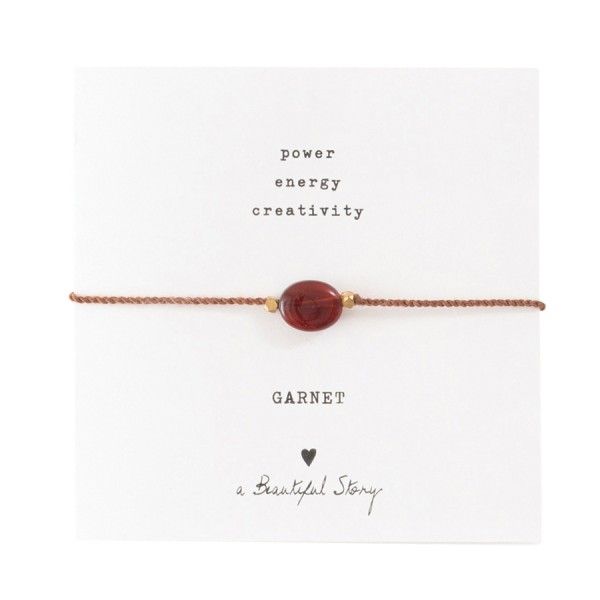 A Beautiful Story Garnet & Gold Gemstone Card Bracelet 