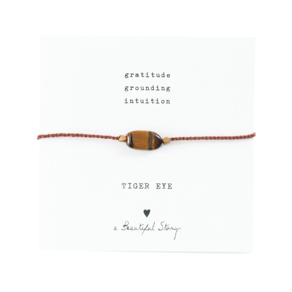 A Beautiful Story Tiger Eye & Gold Gemstone Card Bracelet 