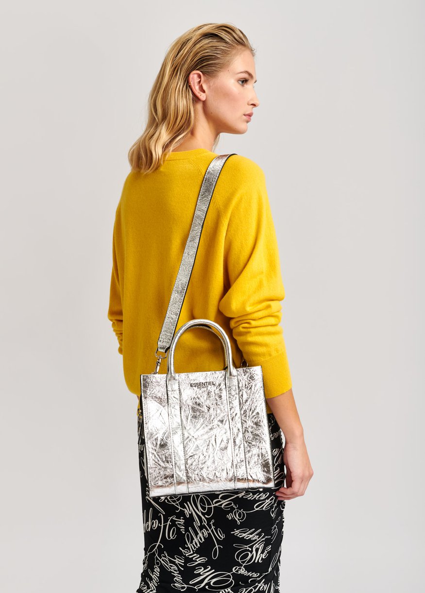 Trouva: Silver Leather Textured Shoulder Bag