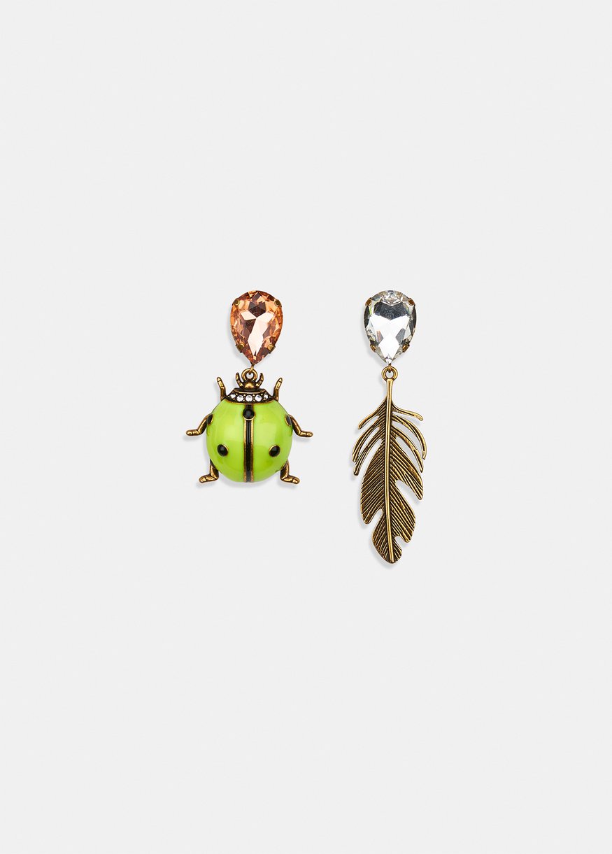 Essentiel Antwerp Yellow Beetle and Leaf Earrings