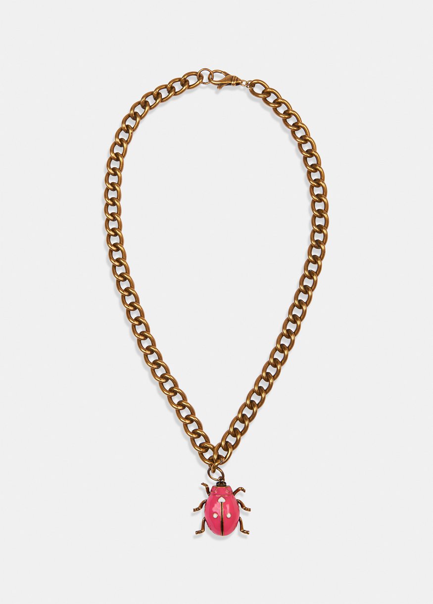 Essentiel Antwerp Pink Beetle Chain Necklace