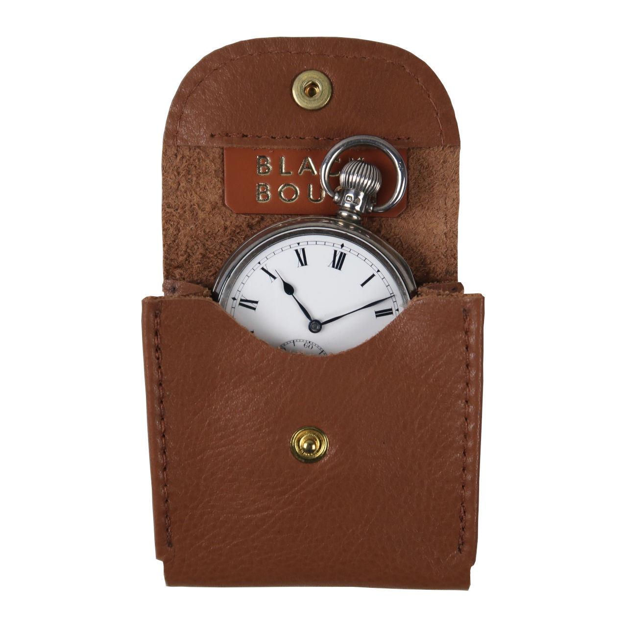 Black Bough Tan leather pocket watch pouch