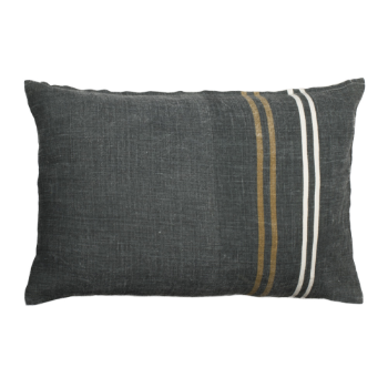 Olsson & Jensen Cushion cover 40x60cm in grey linen with side stripes in ecru and ochre