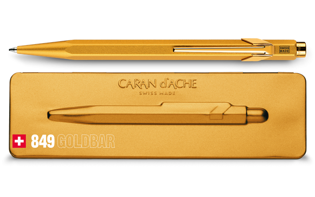 Caran d'Ache 849 Goldbar Ballpoint Pen with Case