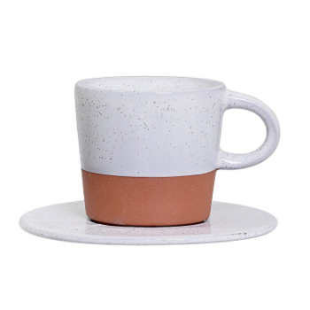 Bloomingville Terracotta cup 10x10x5,5cm with white plate