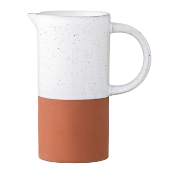 Bloomingville Terracotta jug 6xh11cm with white detail 