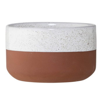 Bloomingville Bowl 13xh8cm in terracotta with white detail