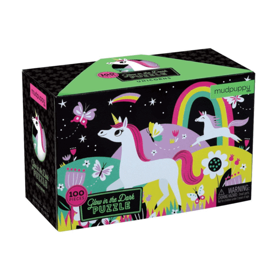 Mudpuppy 100 Pcs Glow in Dark Puzzle - Unicorns