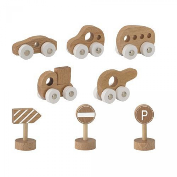 Bloomingville Pack of 8 Mini Beech Wood Cars