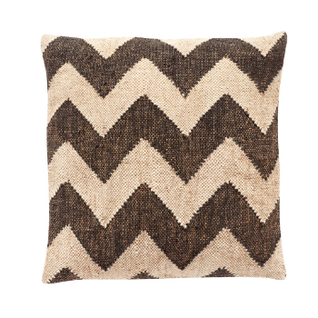 Hubsch Black Beige Wool and Jute Kilim Cushion Cover