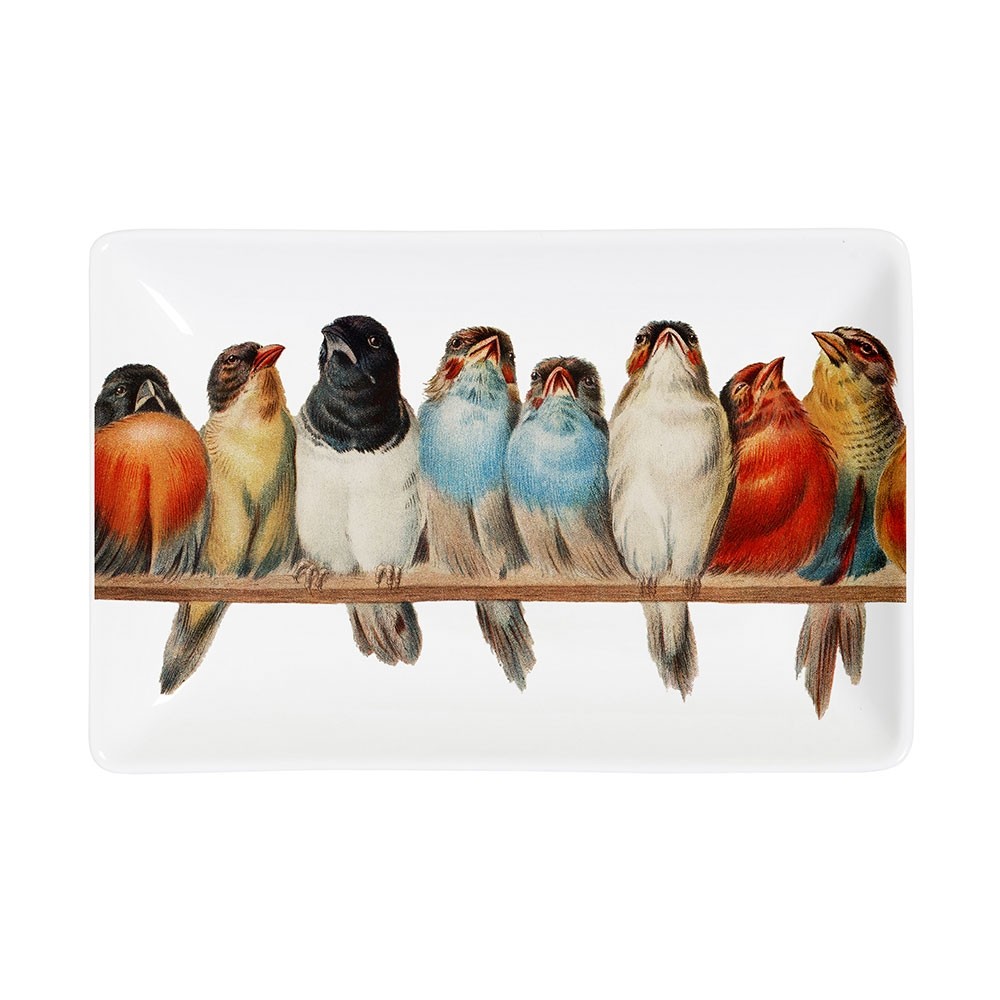 Magpie White Perch Birds Trinket Tray