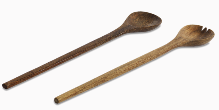 THE BROWNHOUSE INTERIORS Long Handled Mango Wood Salad Servers