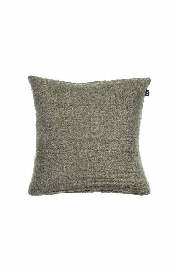 THE BROWNHOUSE INETRIORS  KHAKI Pure Linen Crinkle Cushion