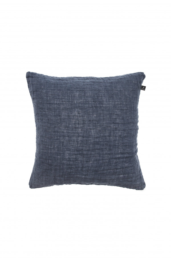 THE BROWNHOUSE INTERIORS Denim Blue Linen Crinkle Cushion