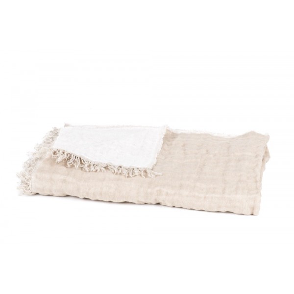 Harmony Textiles Fringed Blanket 135x200cm Bicolour with Taupe and Beige Tones