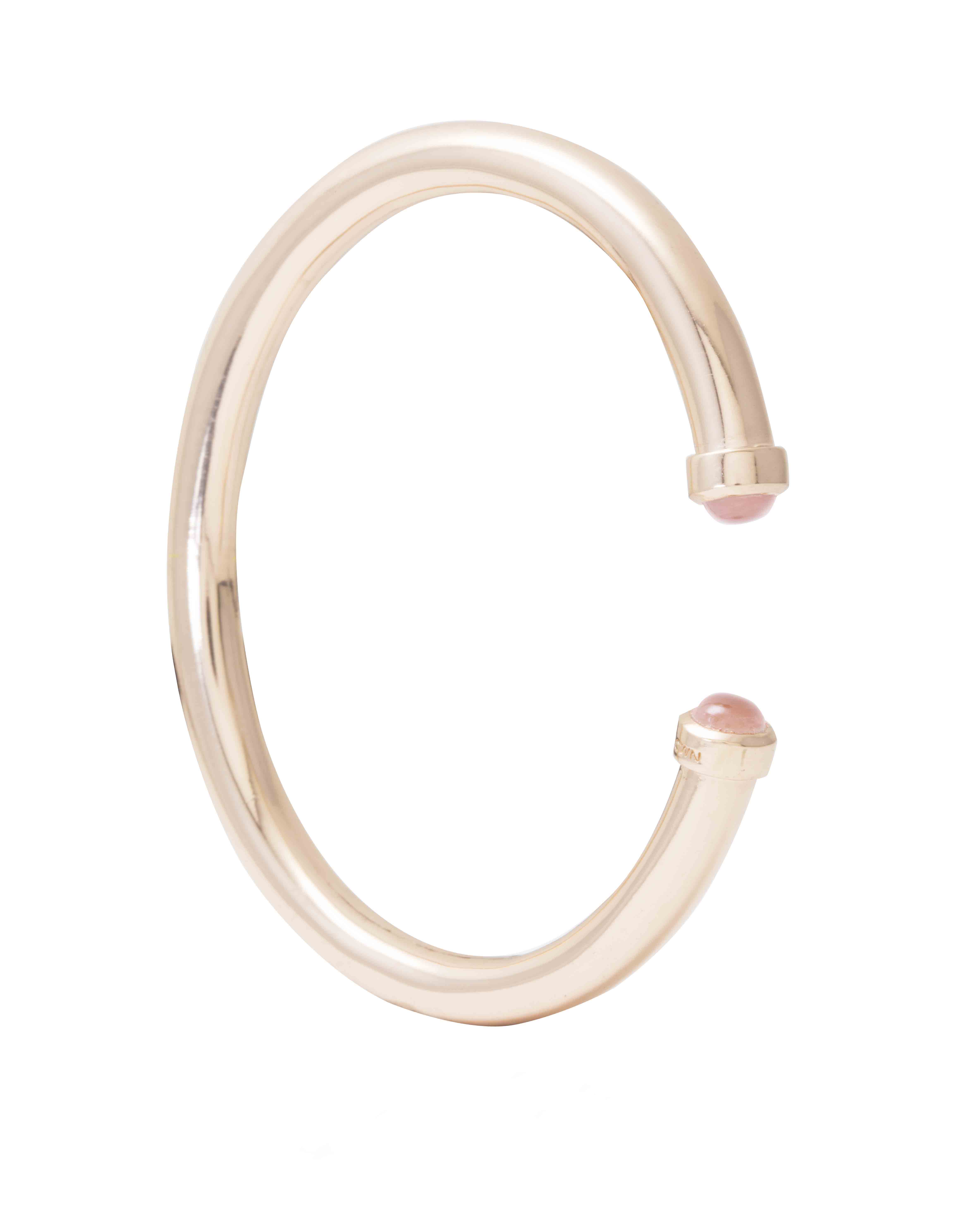 THE BROWNHOUSE INTERIORS Rose Gold Bangle with Rose Quartz Cabochon