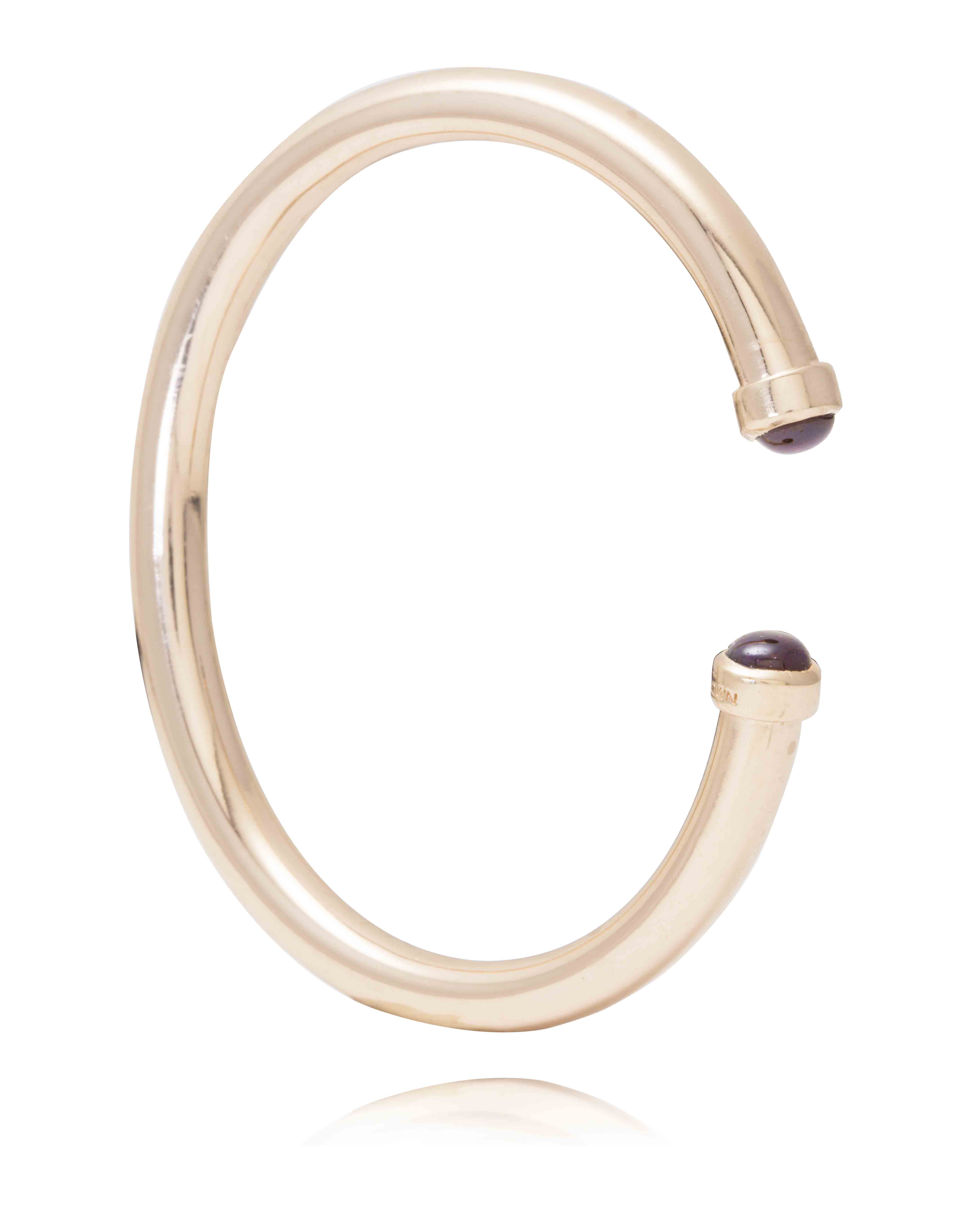 THE BROWNHOUSE INTERIORS Rose Gold Twist Bangle with Garnet Cabochon