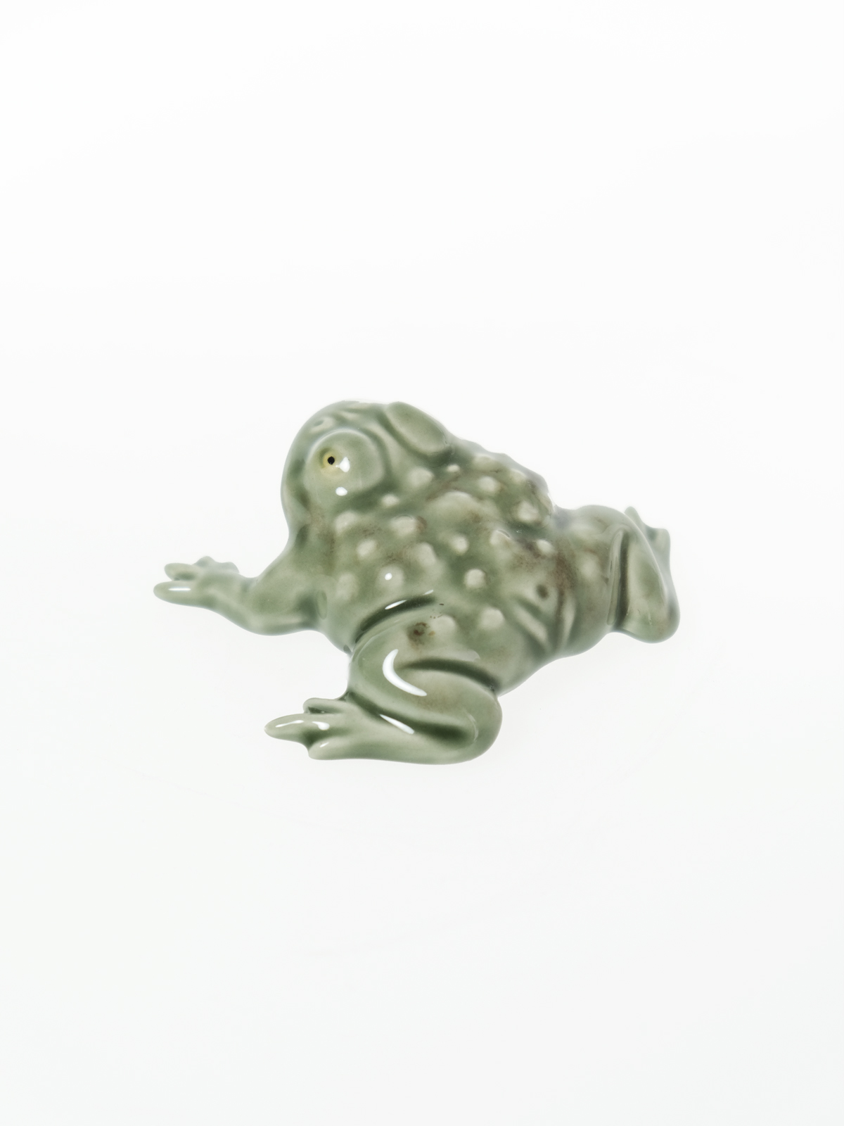 Bordallo Pinheiro Hand Painted Ceramic Green/Brown Small Toad