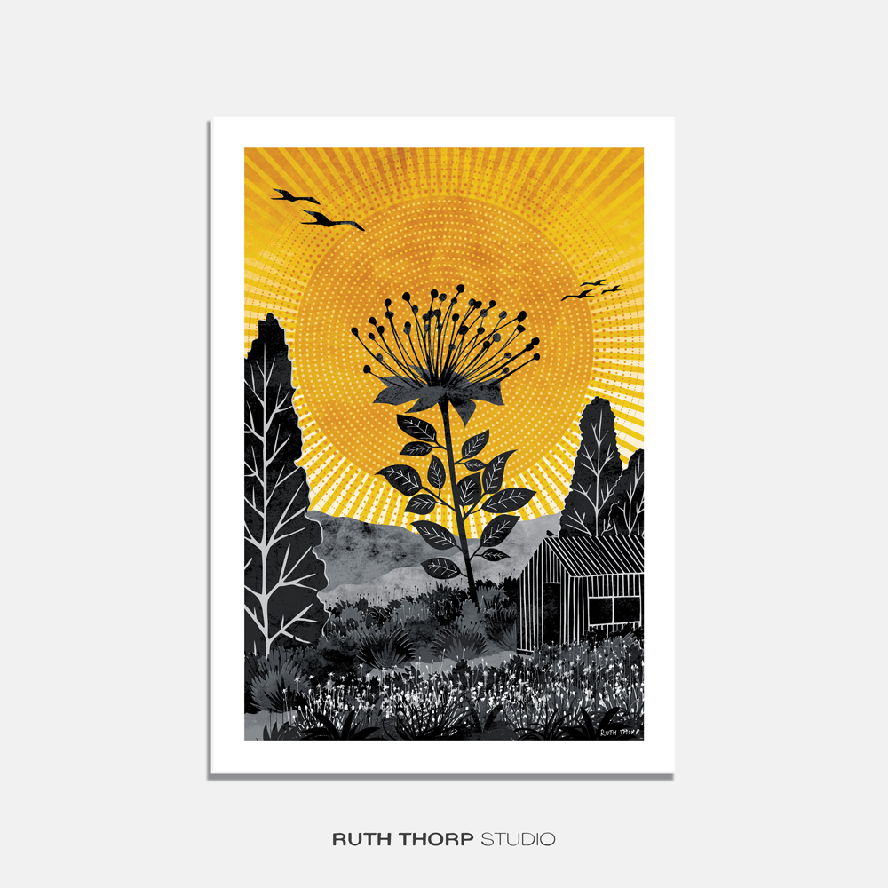 Ruth Thorp Studio A4 The Tallest Flower Art Print