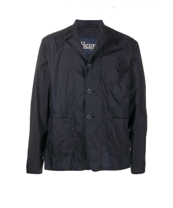 Herno Blue Single-Breasted Lightweight Jacket