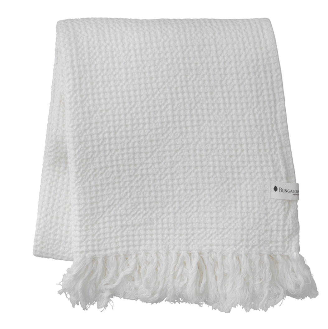 Bungalow DK Waffly White Towels Shell Large 100 x 170 cm