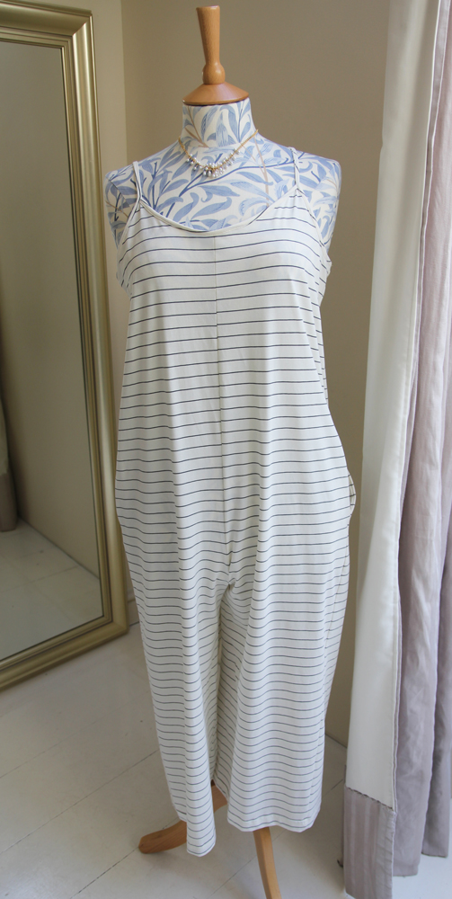 Mama B White and Lava Stripe Sole Jump Suit