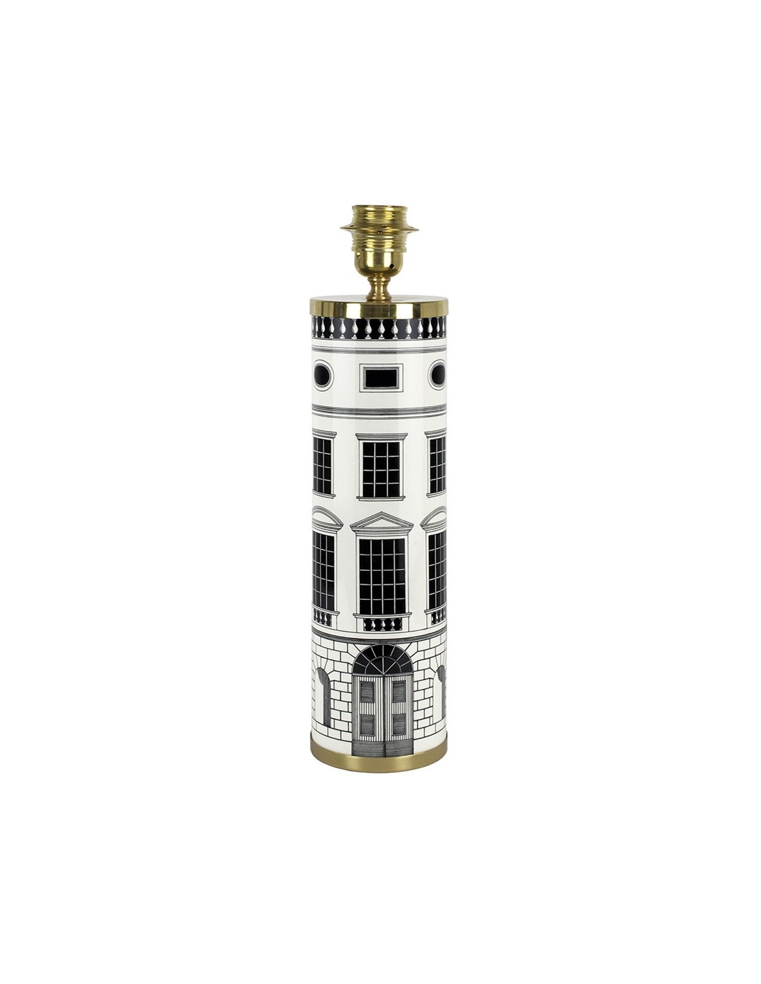 Fornasetti  Cylindrical Black and White Architettura Lamp Base