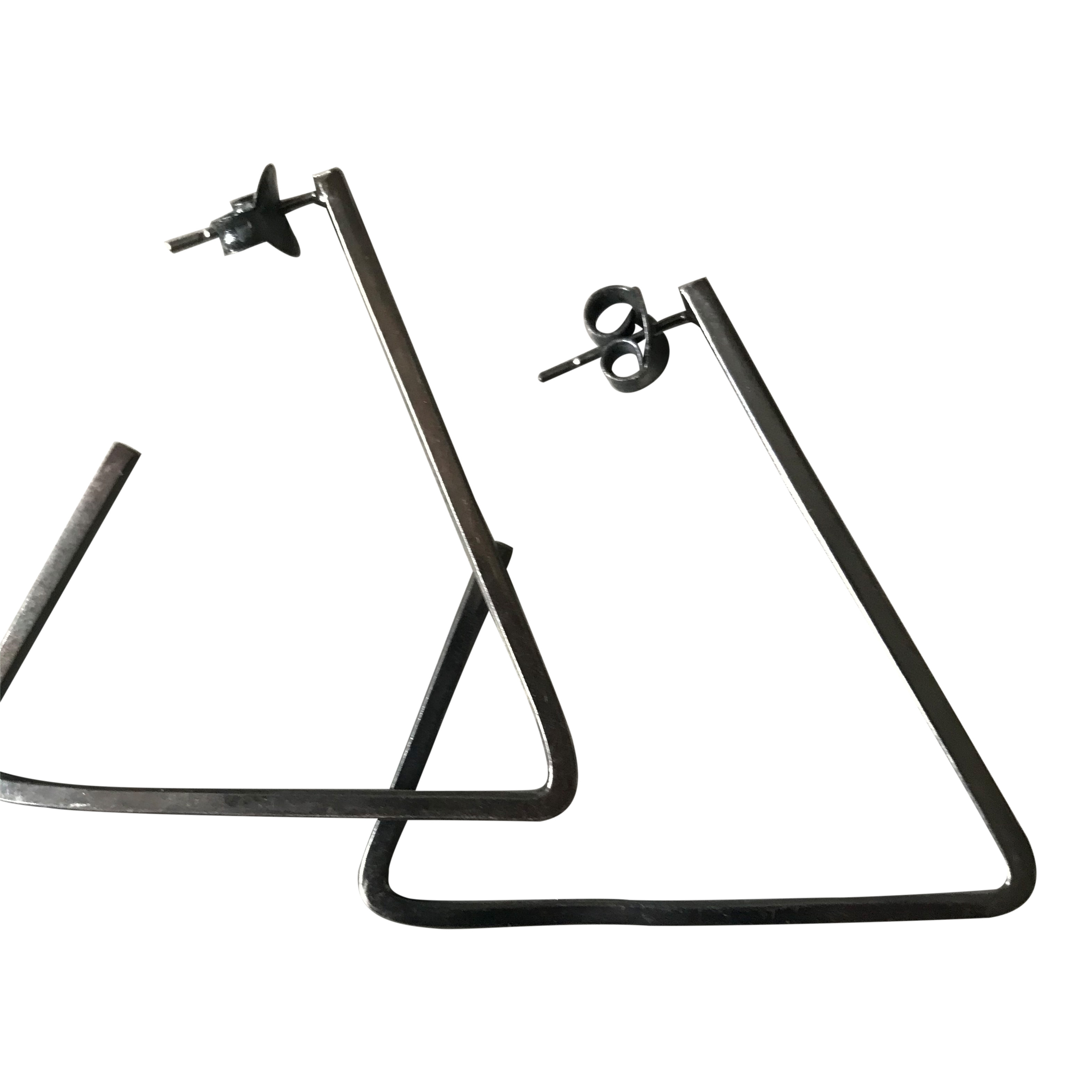 Window Dressing The Soul 925 Silver Triangular Earrings Oxidised