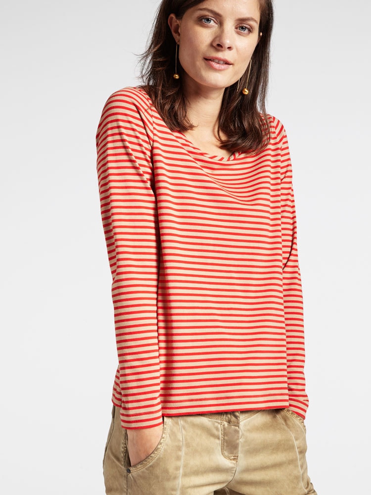 Sandwich Clothing Red Taupe Stripe Spring T Shirt