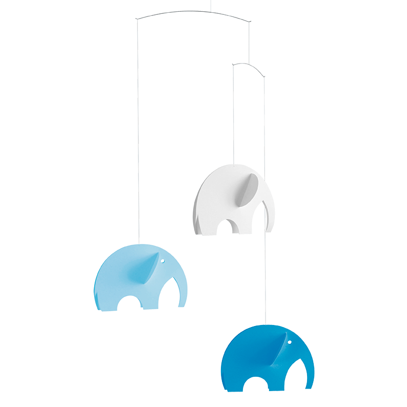 Flensted Elephant Mobile in Pastel Blue