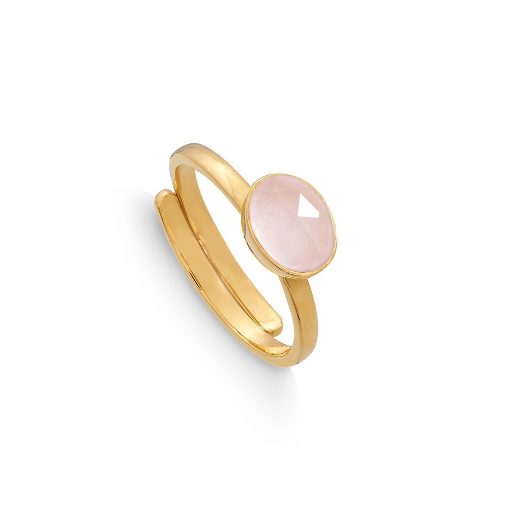 SVP Jewellery Gold Rose Quartz Atomic Mini Adjustable Ring