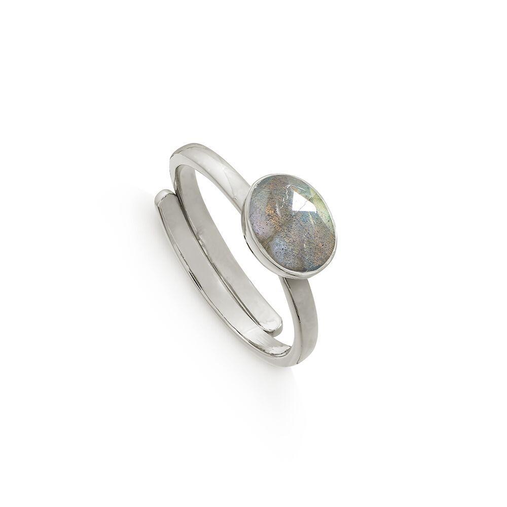 SVP Jewellery Silver Labradorite Atomic Mini Adjustable Ring