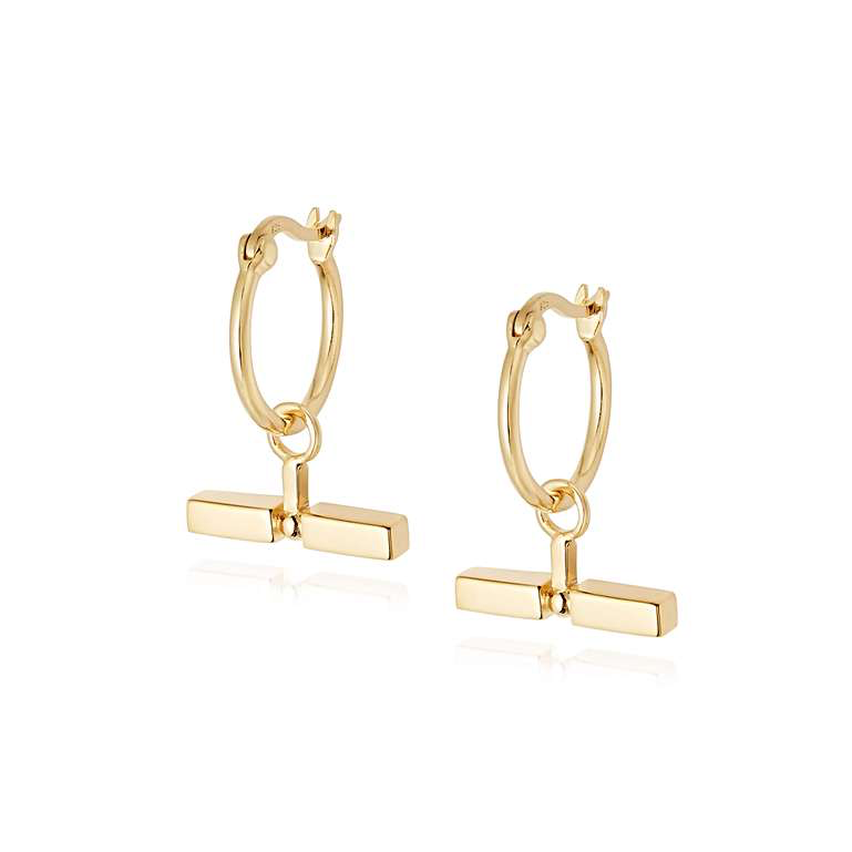 Trouva: Gold Stacked T Bar Earrings