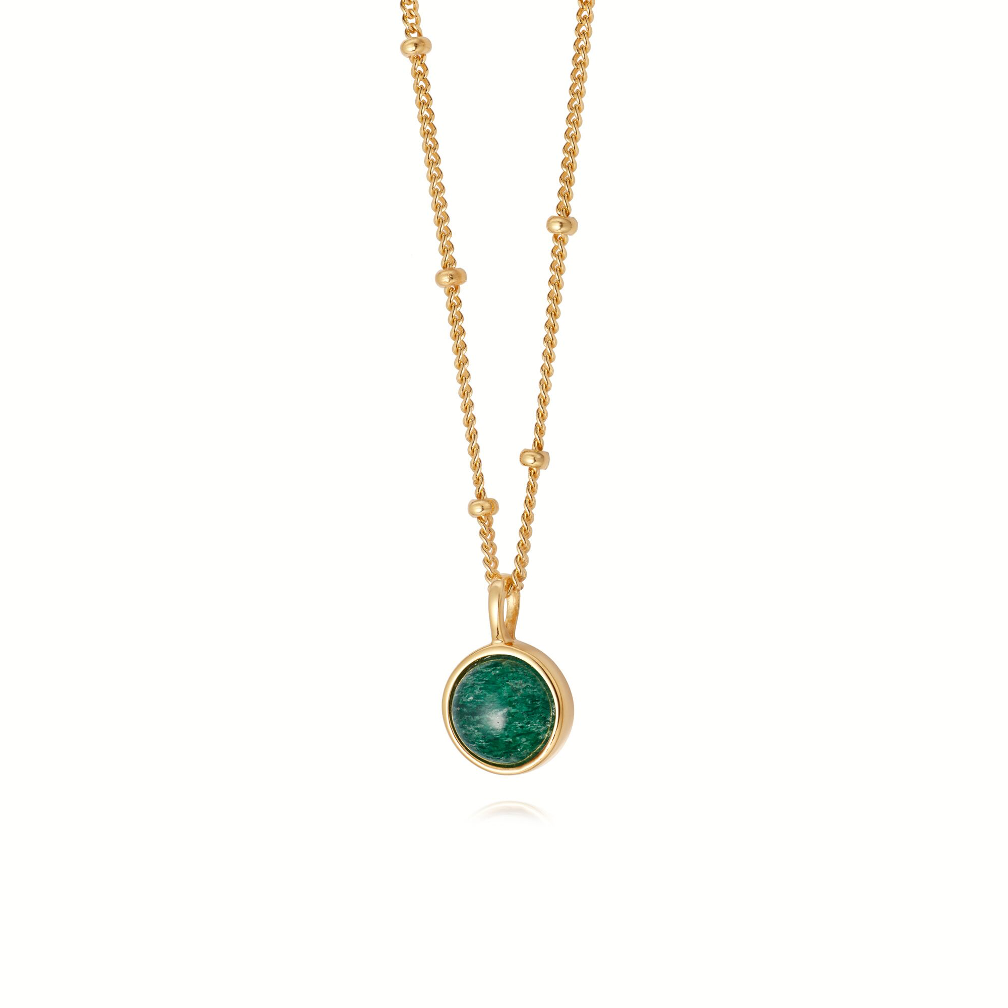 Daisy London Gold Green Aventurine Healing Stone Necklace