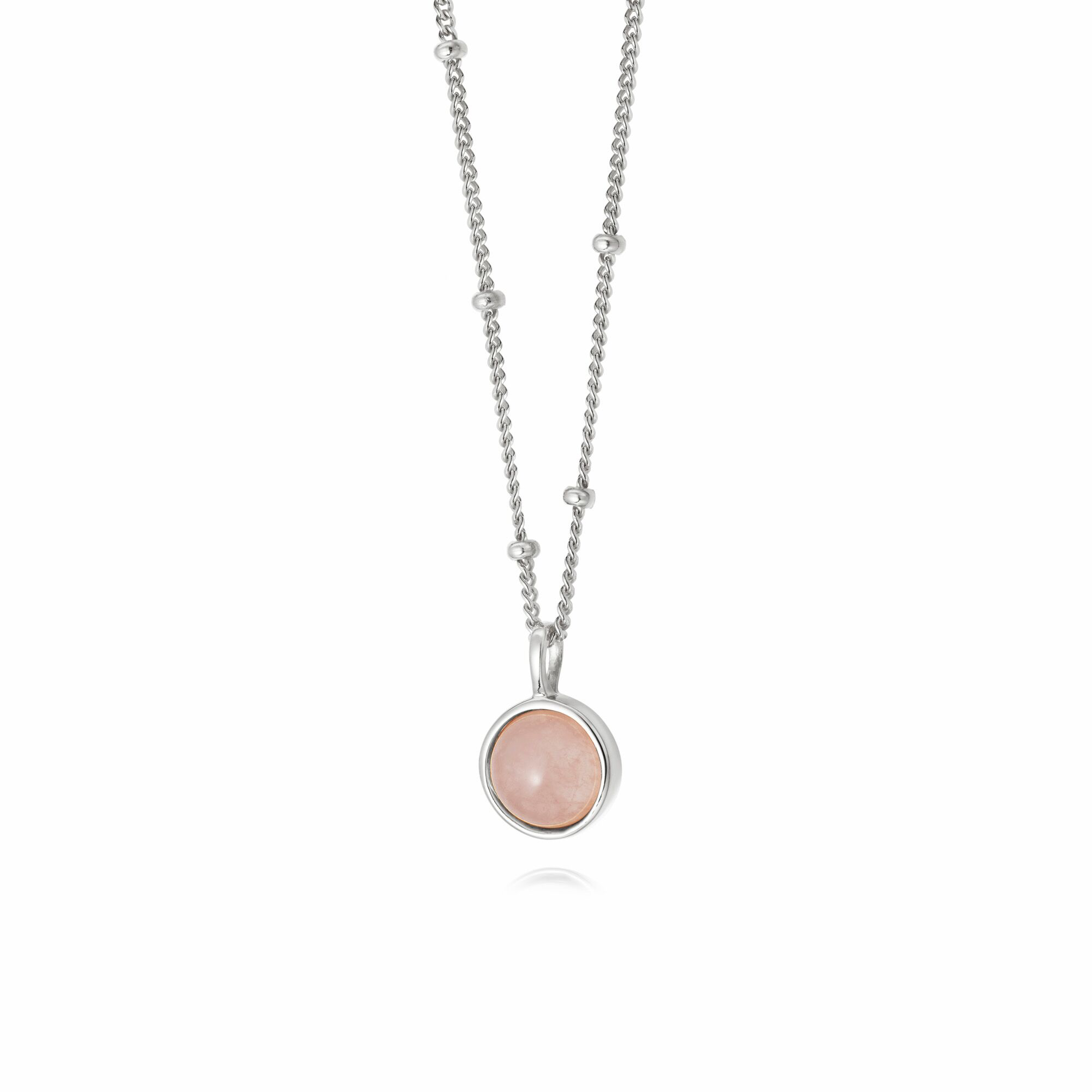 Daisy London Silver Rose Quartz Healing Stone Necklace