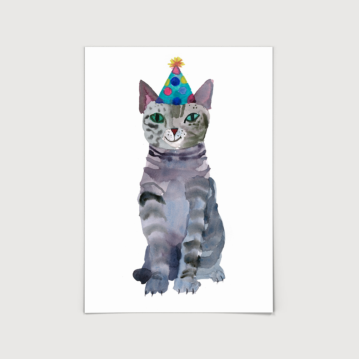 Rosie Webb  Party Cat A4 Art Print