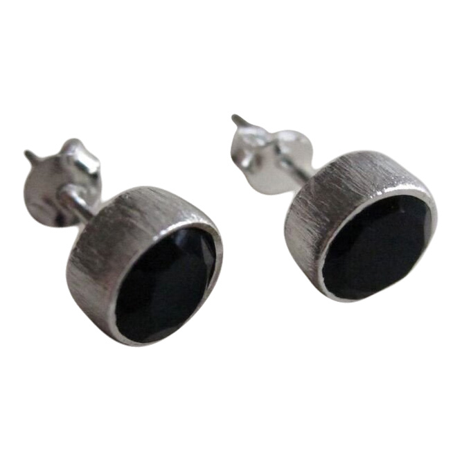 CollardManson 925 Silver Black Onyx Brushed Studs